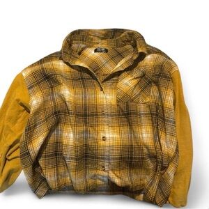 Yellow and red Plaid Button-Up Shirt